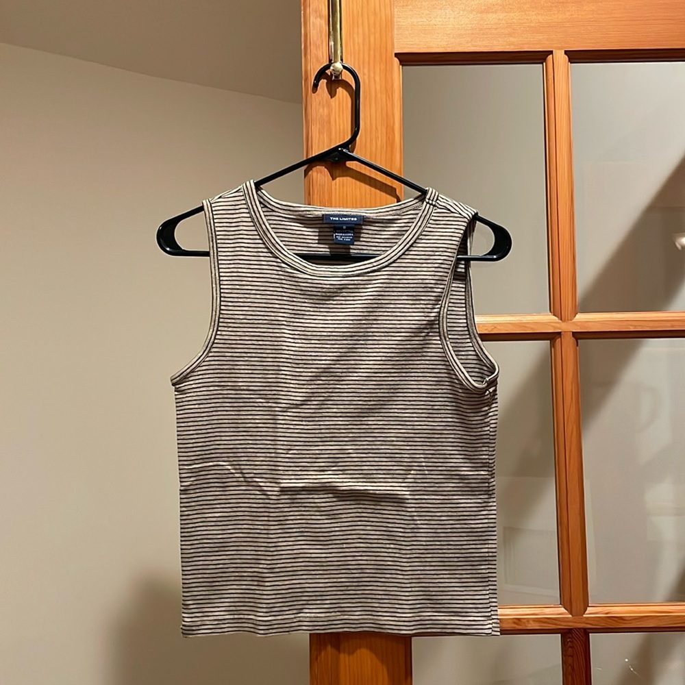 100% Cotton The Limited Black and Tan Striped Tank, Size Small